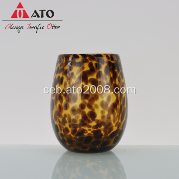 Leopard Glass Glass Cup Gold Leopard Stremless Wine Glass